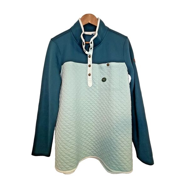 L.L. Bean Tops - NWT L. L. Bean 1/4 Snap Sweatshirt XL Tunic Quilted Green Colorblock 517174